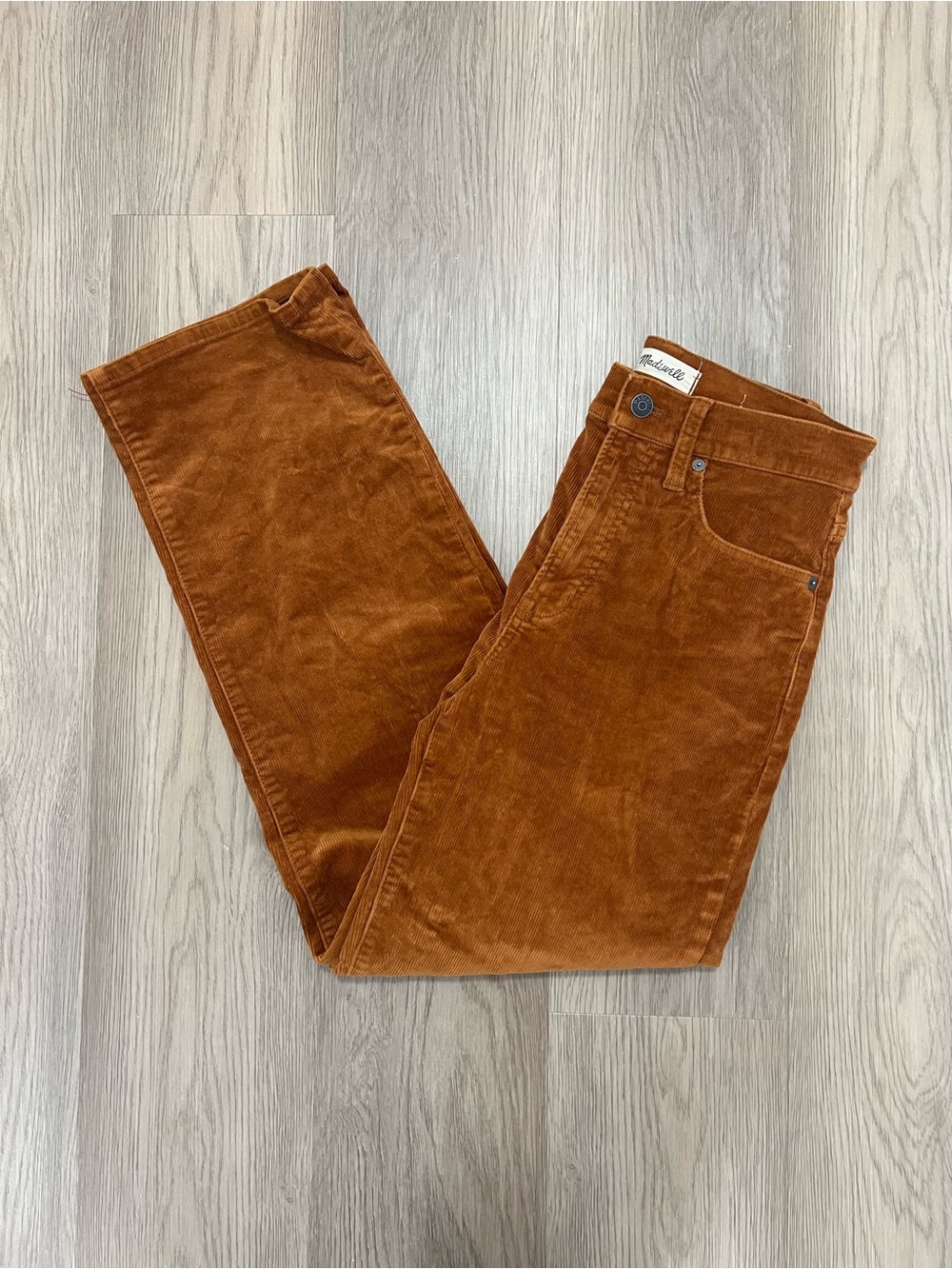 Madewell The Perfect Vintage Wide Leg Corduroy Jeans Rust Brown Size 25